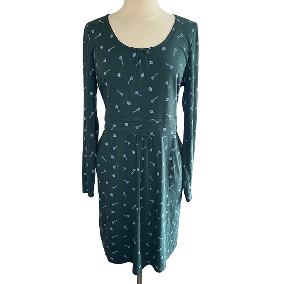 BODEN Chatsworth Mabel Lock & Key Long-Sleeve Green Dress, Size 16 - Picture 2 of 11